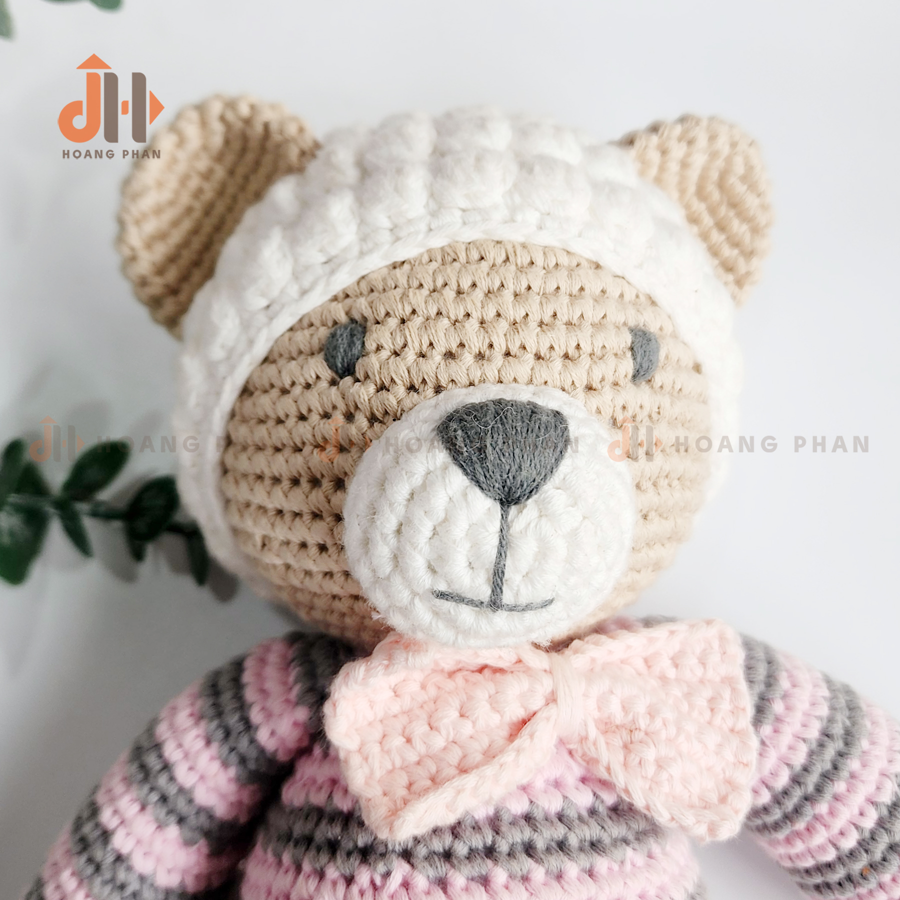 [Thú bông móc len] Gấu Gu Cun Pijama Hồng