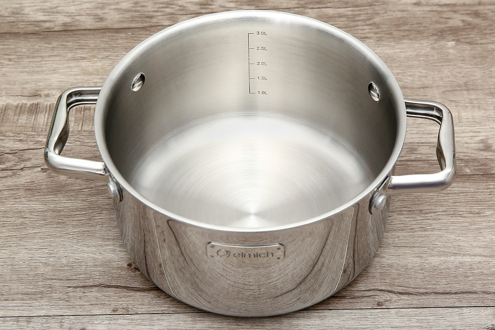 Bộ nồi inox liền khối Elmich Trimax ECO EL-8001 size 18, 20, 26cm - Tiêu chuẩn Châu Âu - Sử dụng cho mọi loại bếp