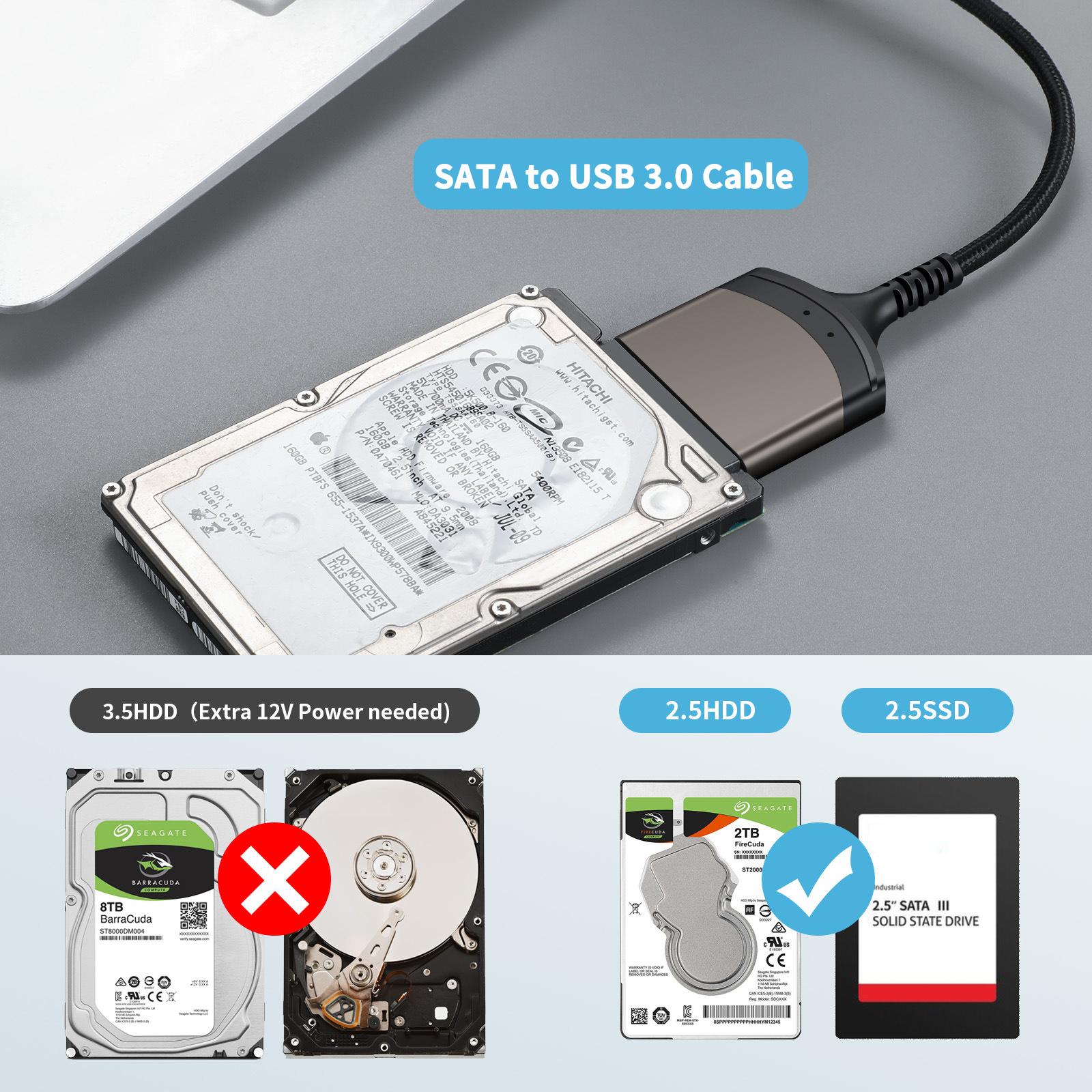 USB 3.0/loại C đến SATA 7 15 22 PIN Cáp, Bộ chuyển đổi ổ cứng ổ cứng bên ngoài