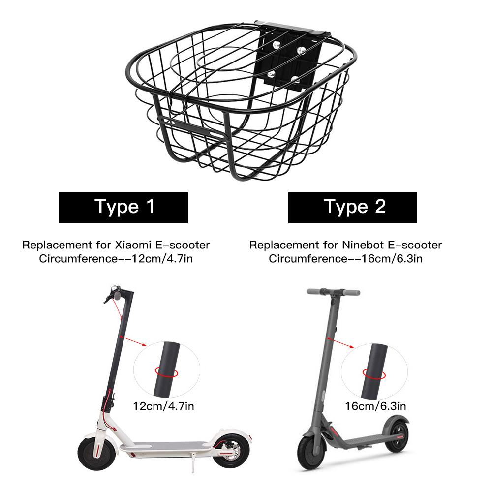 E-Bike Basket Scooter Front Basket Holder Anti-Rust Steel Bicycle Basket Cycling Front Basket for Ninebot Scooter