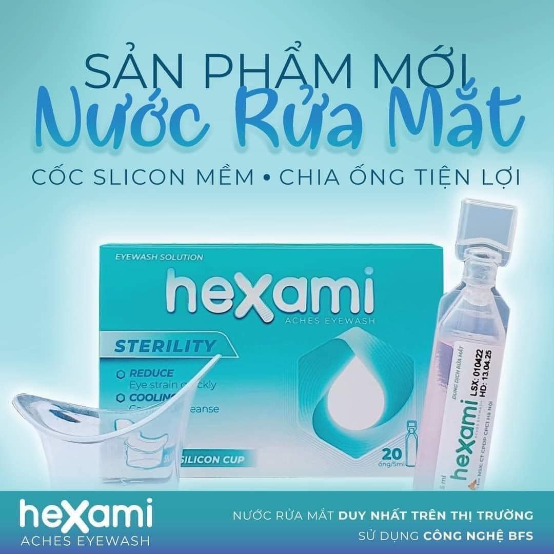 Nước Rửa Mắt Hexami Aches Eyewash 20 ống x 5ml - Làm Sạch, Làm Dịu Và Cung Cấp Dưỡng Chất Cho Mắt