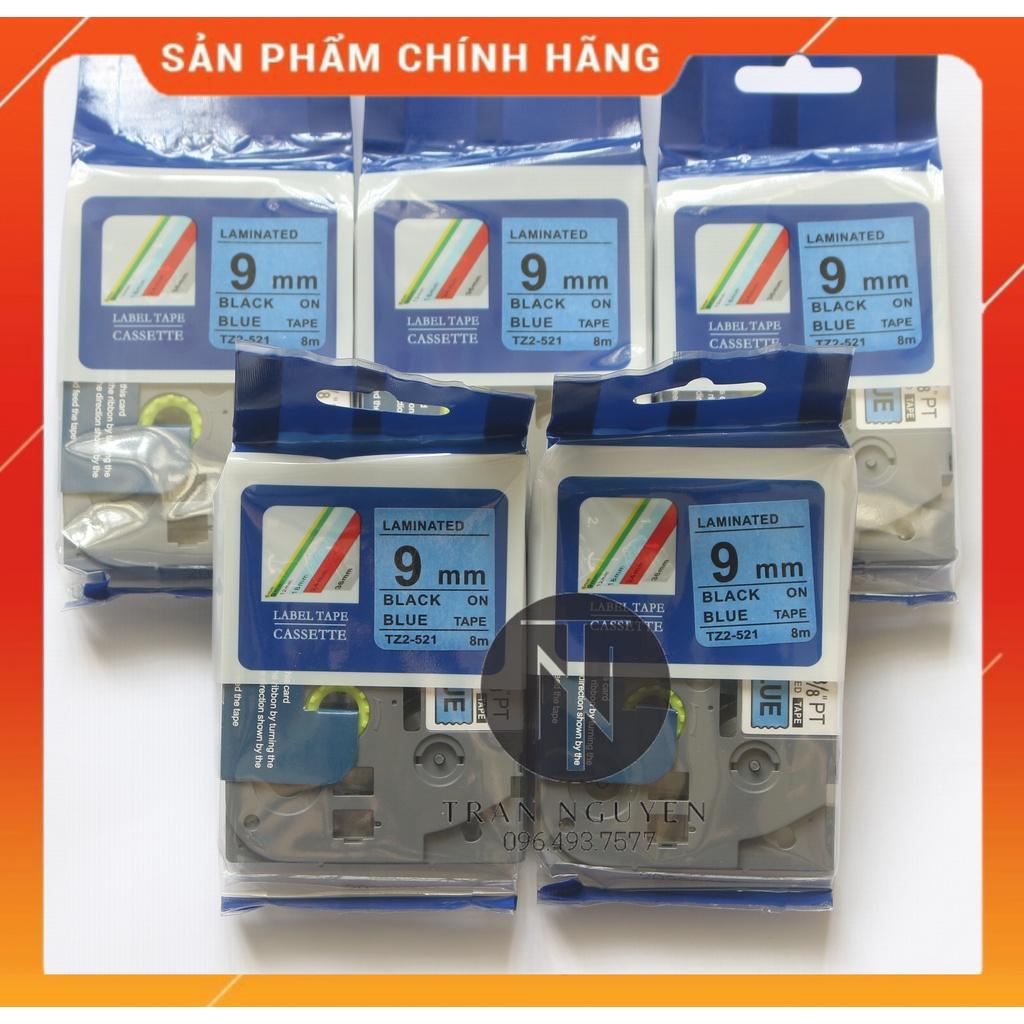 Nhãn In đa lớp Tz2-521 - Đen nền Dương 9mm x 8m - Hàng nhập khẩu