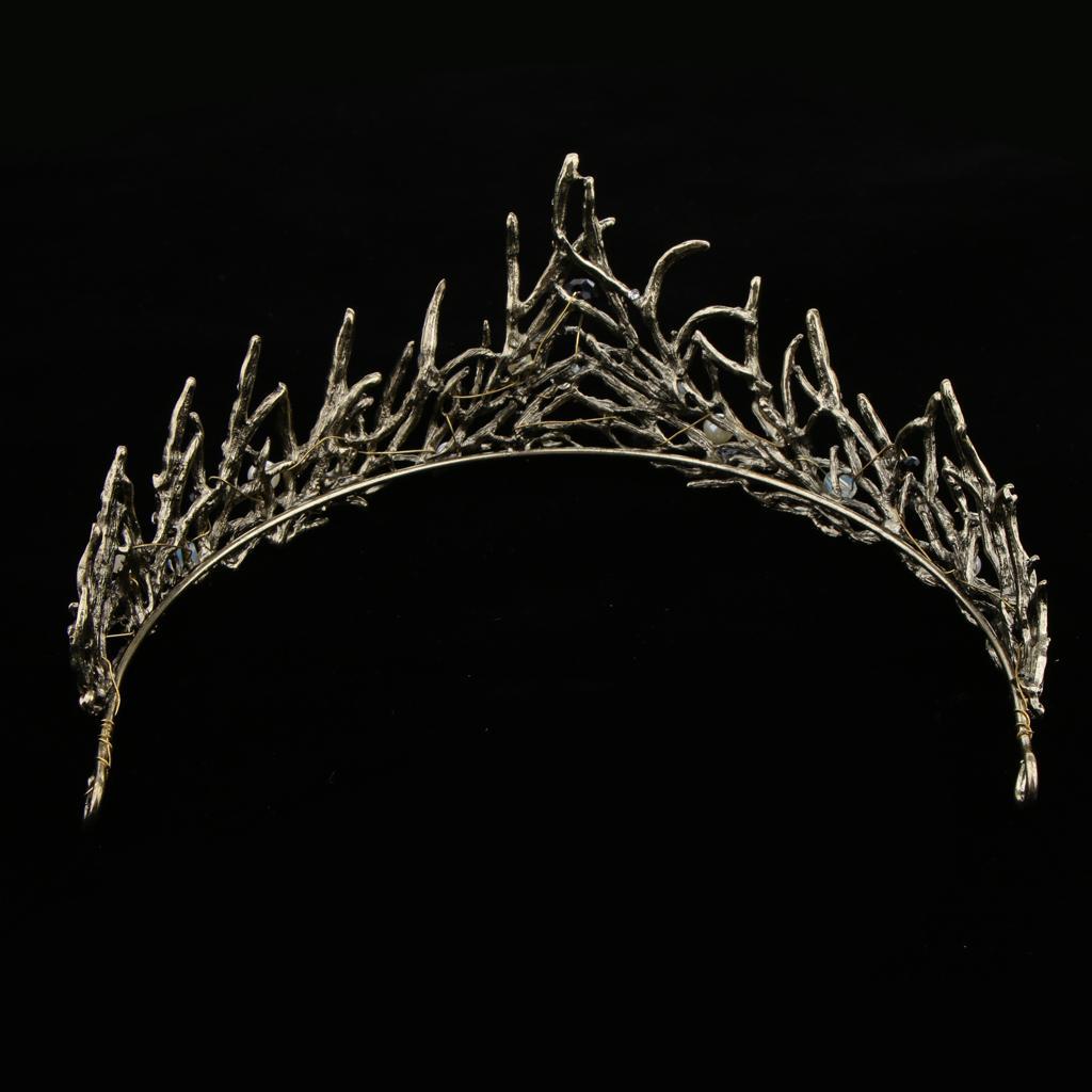 Wedding Crown Bridal Leaf Pearl Tiara Crystal Princess Hair Accessory Bronze
