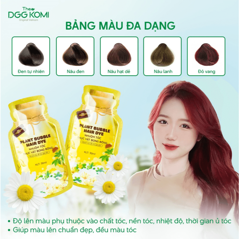 [Hộp 10 gói x 30ml] Nhuộm tóc bong bóng mật ong DGGKOMI nhuộm màu thời trang lên màu chuẩn salon