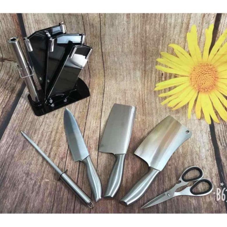 Bộ Dao Nhật Inox 6 Món Cao Cấp Kèm Khay Đựng -