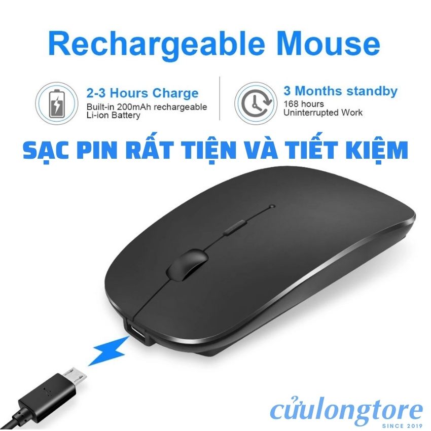 Chuột Không Dây Máy Tính Bluetooth 5.0 wireless 2.4G sạc pin mute click im lặng kết nối điện thoại chuột ko dây văn phòng đẹp sang trọng