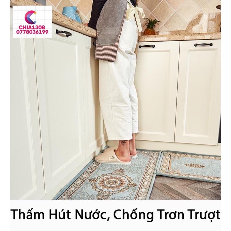 BỘ 2 THẢM BẾP HOẠ TIẾT THỔ CẨM CAO CẤP SIÊU SANG SIÊU ĐẸP( sỉ ib)