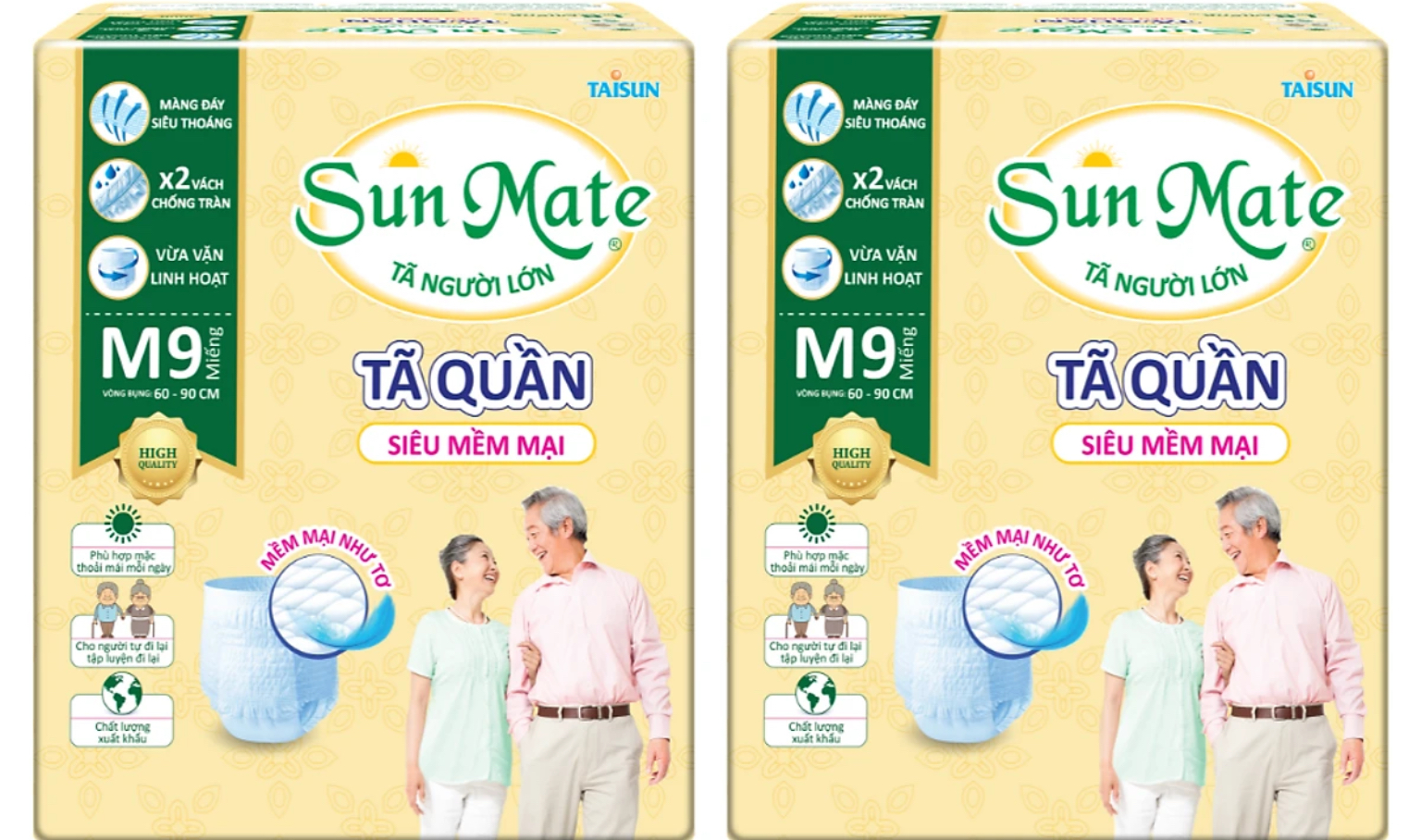 Combo 2 Gói Tã quần Sunmate M9 Siêu Mềm Mại - Date luôn mới- (Bạn Có Thể Xem Thêm Tã Quần Sunmate M18 Tặng 2)