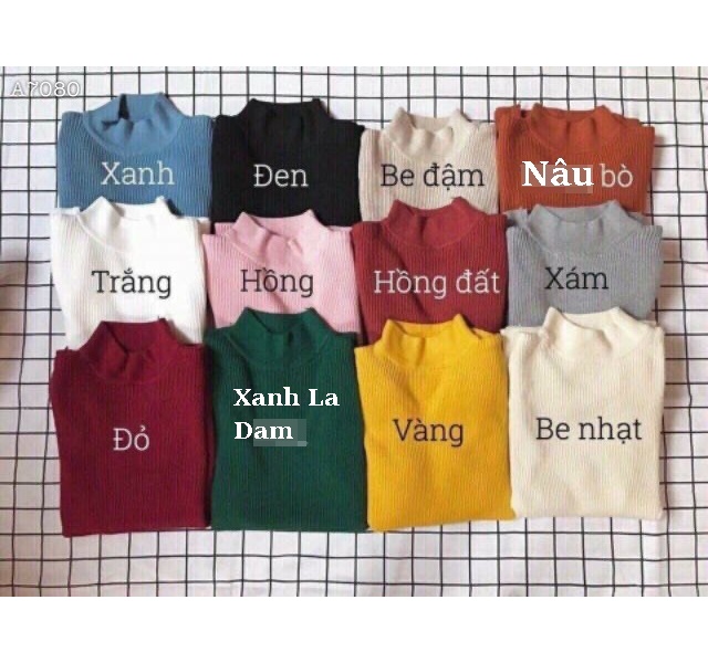 ÁO LEN THUN GÂN TAY DÀI CỔ TRỤ MÀU TRƠN ÔM BODY CƠ BẢN CỔ LỌ MÙA LẠNH THU ĐÔNG ĐI LÀM ĐI HỌC ĐI TIỆC ĐI CHƠI DẠO PHỐ