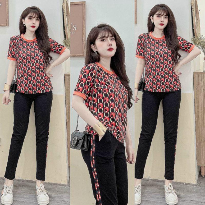 Bộ đồ nữ phối họa tiết mắc xích siêu xinh đẹp