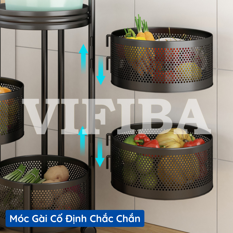 Kệ Tròn Xoay Nhà Bếp Đa Năng Đựng Rau Củ VIFIBA Hàng Chính Hãng Thép Carbon Không Gỉ Xoay 360°