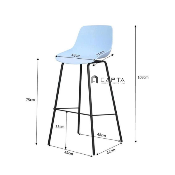 Ghế quầy bar thân nhựa CB01001-S Nội thất Capta
