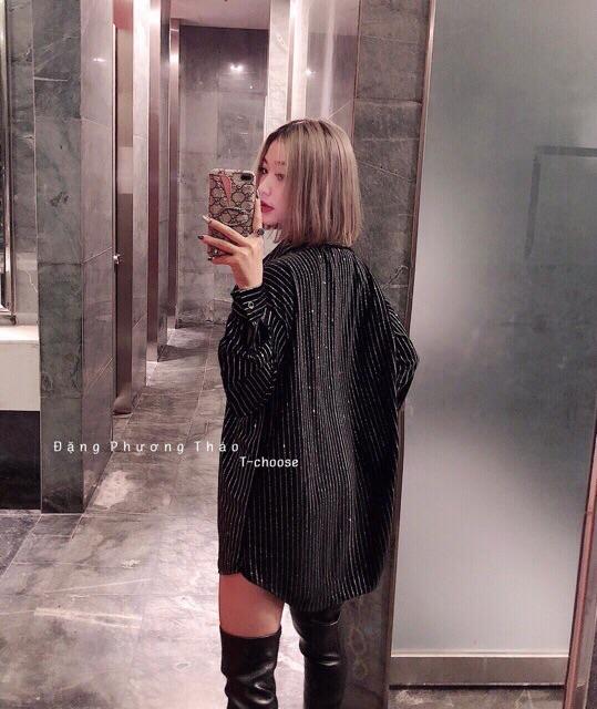 ÁO SƠ MI NHUNG NHŨ DÁNG DÀI