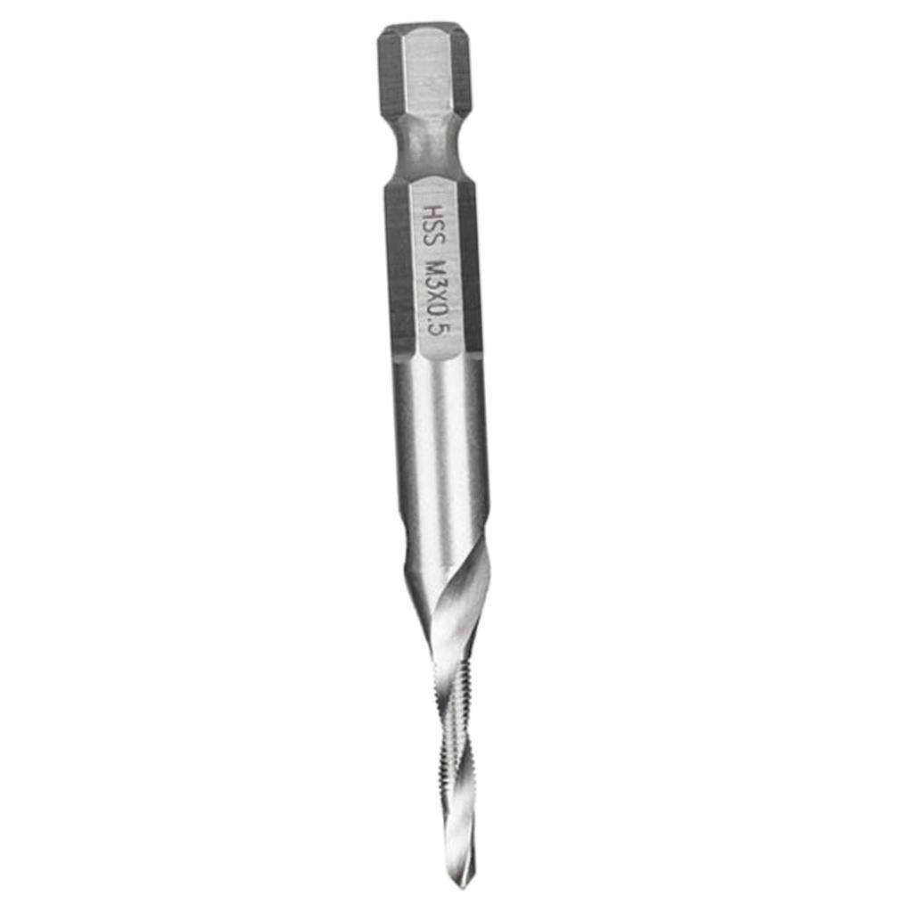 HSS 6542 Combination Drill Tap Bit Set Fractional inch 1/8'', 5/32", 3/16", 1/4", 5/16", 3/8" with 1/4” Hex Shank Spiral Flute Tapping Tool