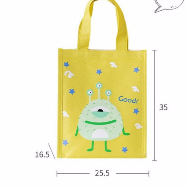 Túi đựng cơm SIZE TO vải Oxford giữ nhiệt nóng/ lạnh hoạ tiết Monster (size 25.5x16x35 cm)