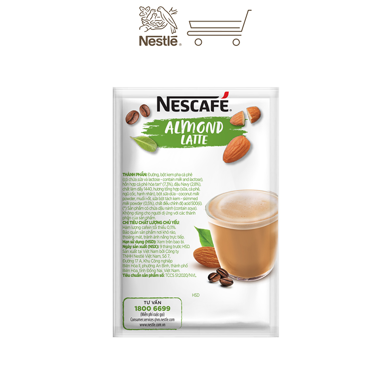 Cà phê hòa tan Nescafé Latte sữa hạt vị hạnh nhân