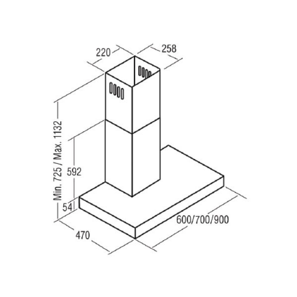 Máy hút mùi  áp tường CATA MIDAS 600 XGBK(Hàng Chính Hãng)