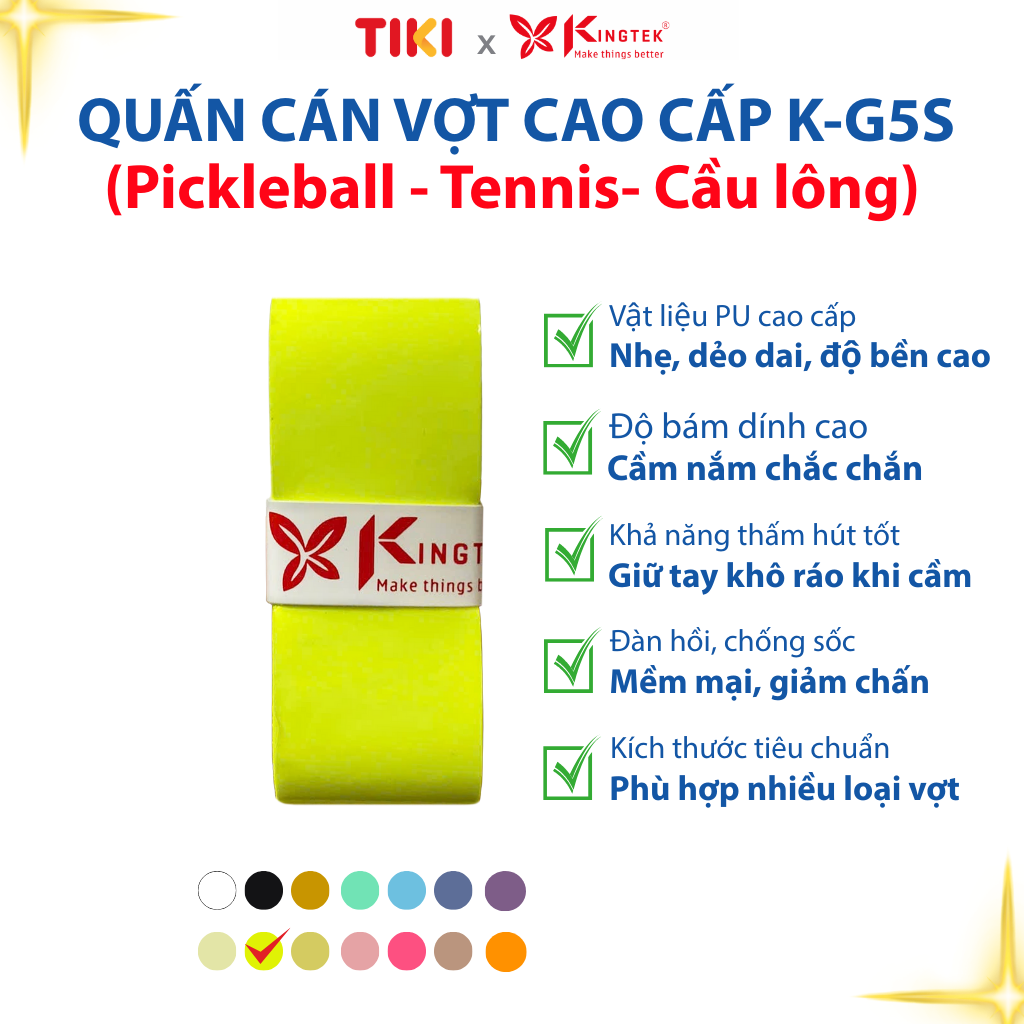 Quấn Cán Vợt KINGTEK K-G5S | Overgrip Cao Cấp Cho Pickleball  - Cầu Lông - Tennis | Êm Tay – Chống Trượt – Hút Mồ Hôi - Tùy chọn