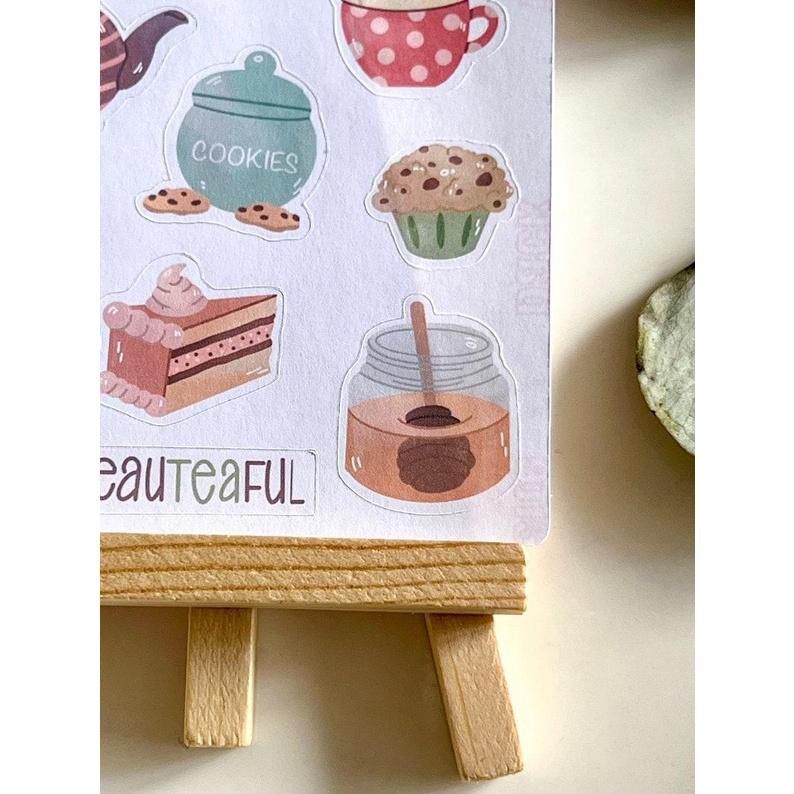 Sticker tự thiết kế tea time - hình dán sổ, nhật kí bullet journal - unim045