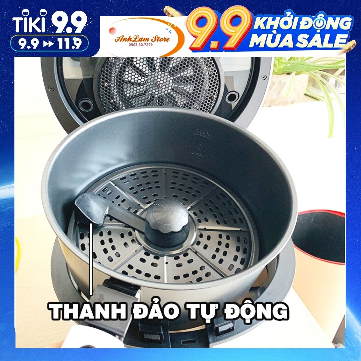 NỒI CHIÊN KHÔNG DẦU NINE SHIELD KB-6001 LOẠI CƠ 8LÍT THẾ HỆ MỚI NHẤT 2021 [HÀNG CHÍNH HÃNG] - ANHLAM STORE