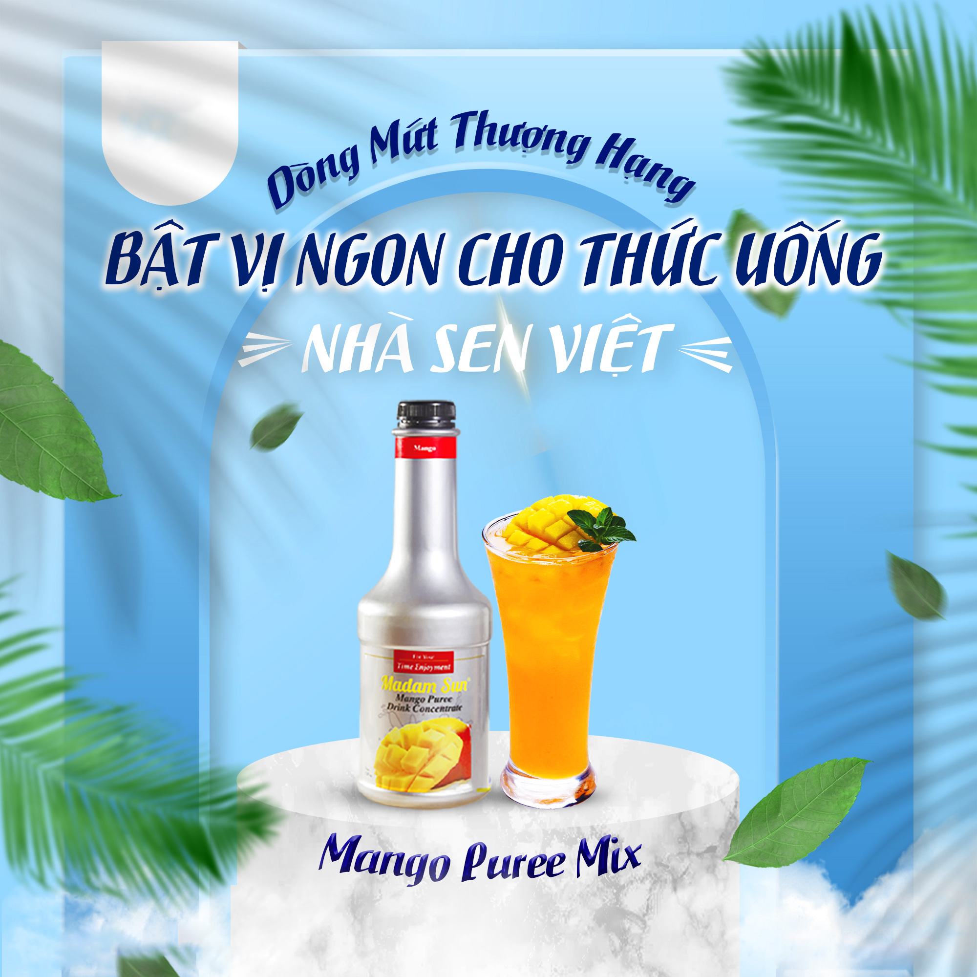 Mứt trái cây pha chế Madamsun vị Xoài (Mango Puree Mix) chai 1L - Hàng nhập khẩu Malaysia