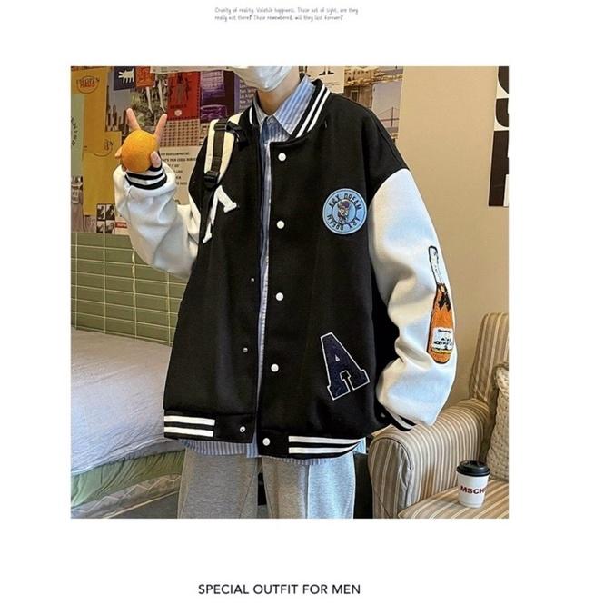 Áo khoác nỉ ngoại bomber bóng chày M unisex ulzzang nam nữ