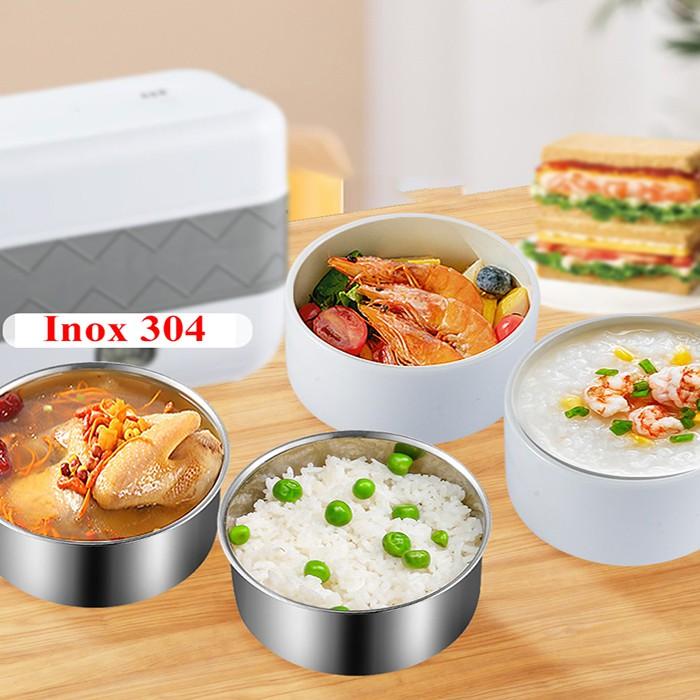 Hộp cơm cắm điện, hâm nóng thức ăn, giữ nhiệt, 4 ngăn inox 304