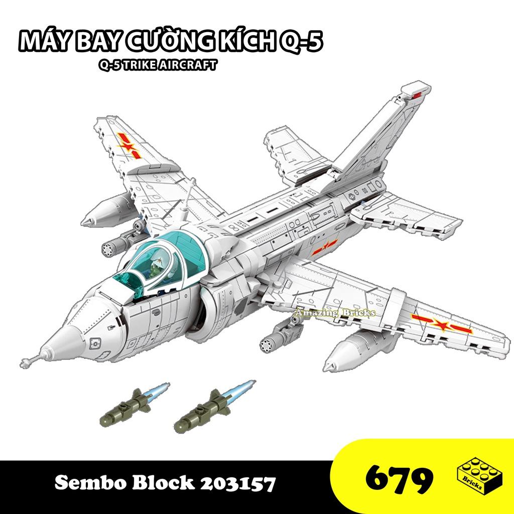 Đồ chơi Lắp ráp Máy bay Cường Kích Q-5, Sembo Block 202157 Strike Aircraft, Xếp hình thông minh