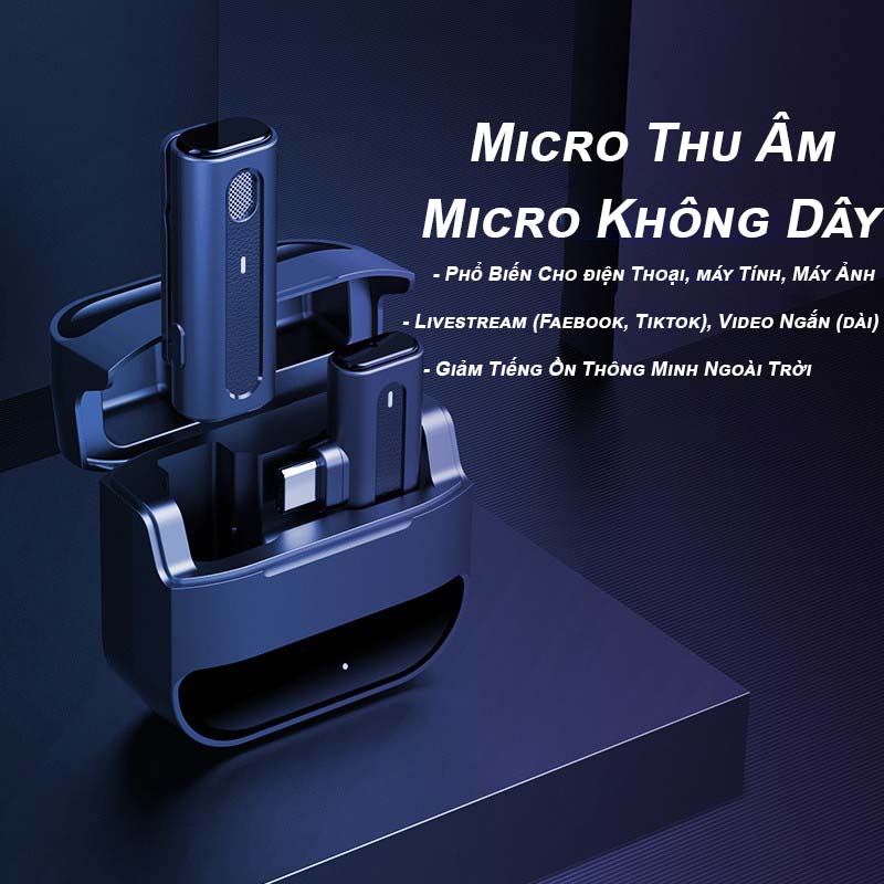 Mic Thu âm Livestream Không Dây Mini Khử Tiếng Ồn Dùng Cho Hội Nghị Micro Không Dây Cài Áo Thu Âm Cho Điện Thoại Tương Thích Iphone Ipad Android