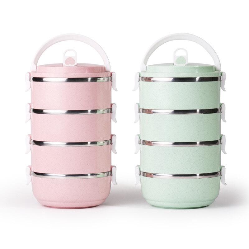 Cà Mèn, Hộp Đựng Cơm Lúa Mạch 4 Tầng Dung Tích 2.8L Siêu To - Loại Tốt