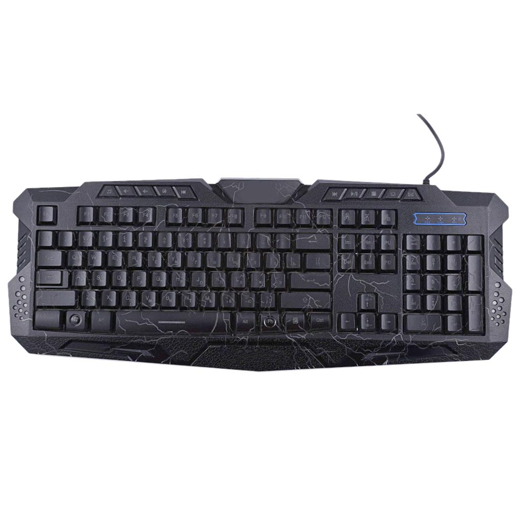 Gaming Keyboard, Backlit USB Wired Standard With 3 Ajustable Colors for Windows PC Gamer Desktop Computer