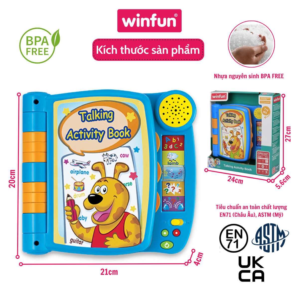 Cuốn sách học Tiếng anh có nhạc hiệu - Đồ chơi giáo dục sớm - Winfun 9019