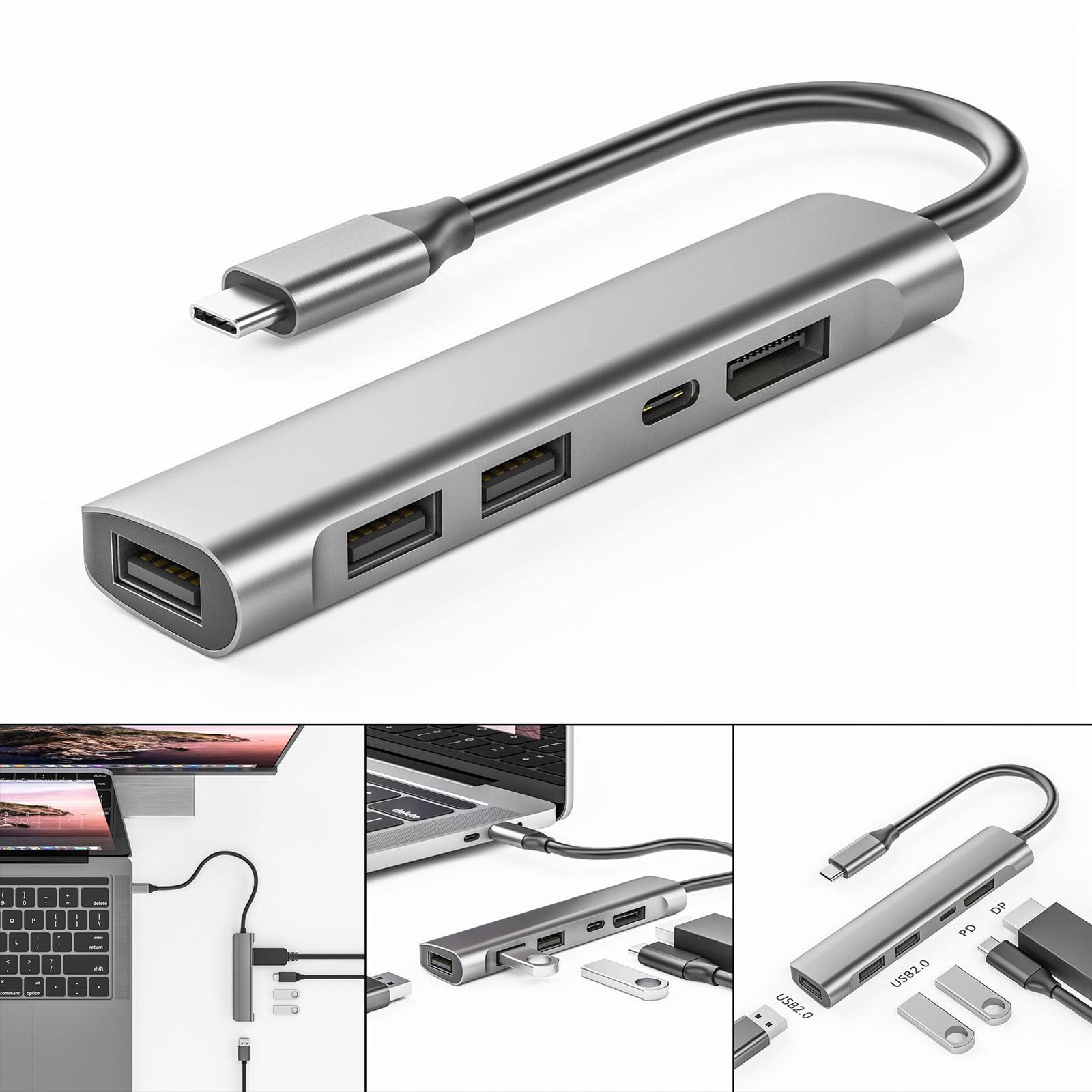 USB C Hub PD 60W Accs USB 2.0 5 in 1 8K/6K/5K/4K 60Hz for Laptop Charging PC