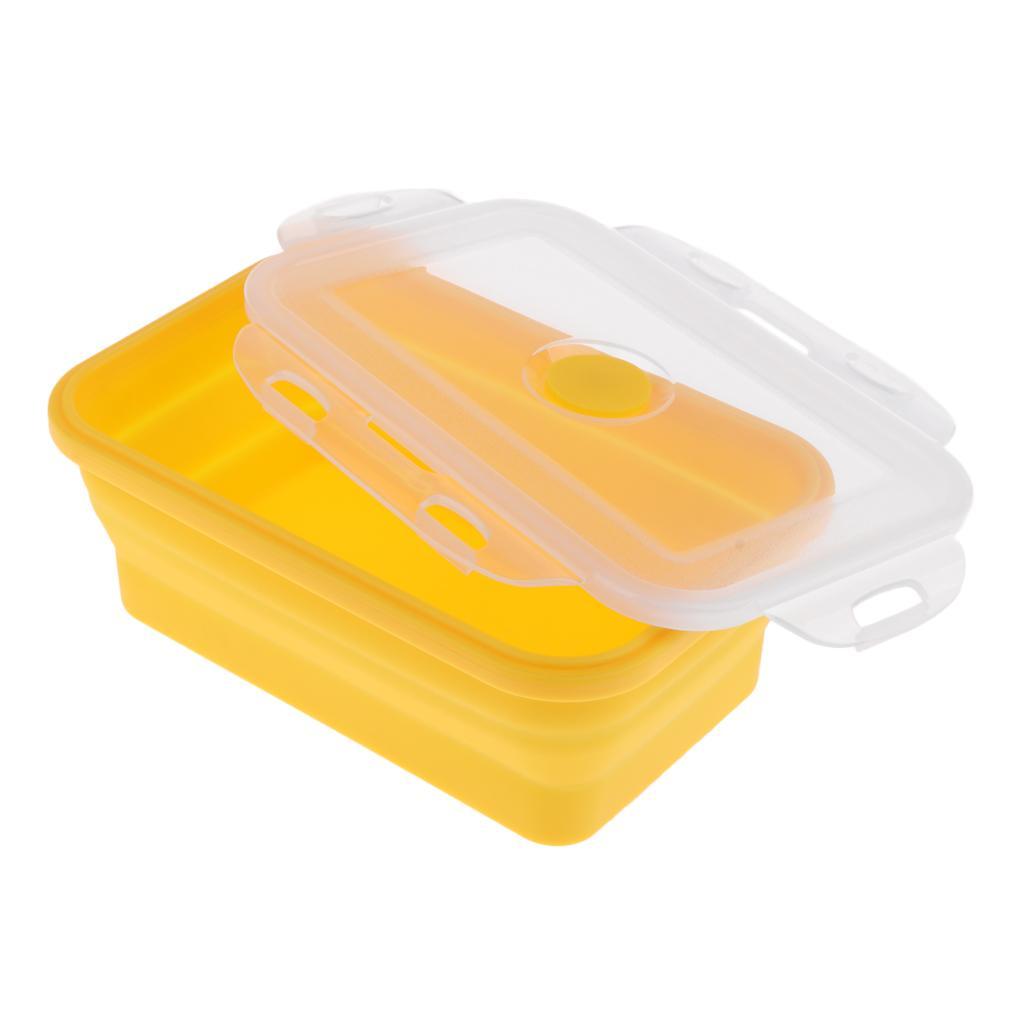 2x Silicone Collapsible Bento Box Stackable Food Storage Container 1200ML