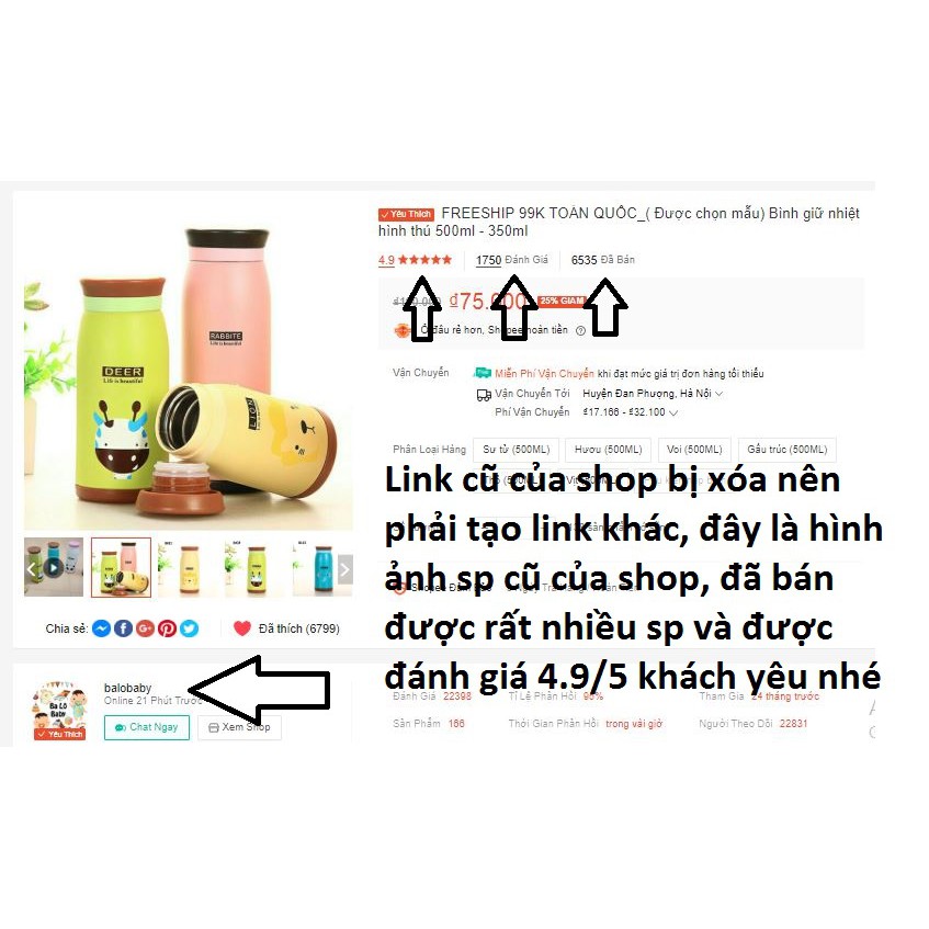 Bình giữ nhiệt cho bé hình động vật 500ml - giữ nhiệt lâu