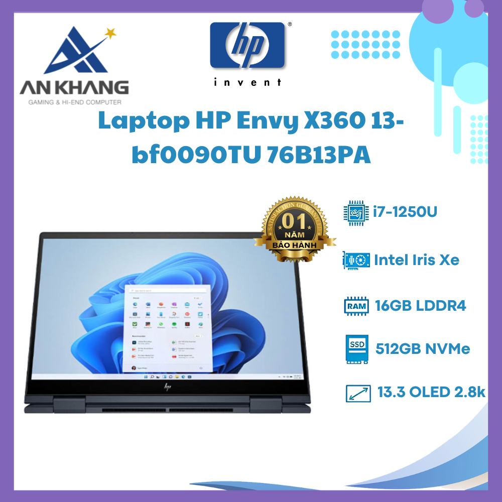 Laptop HP ENVY X360 13-bf0090TU 76B13PA - Hàng Chính Hãng - Bảo Hành 12 Tháng Tại HP Việt Nam