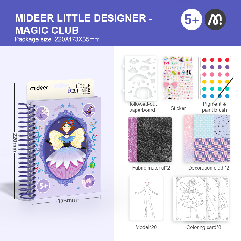 Sổ Tay Thiết Kế Thời Trang Mideer Little Designer, đồ chơi thủ công cho bé