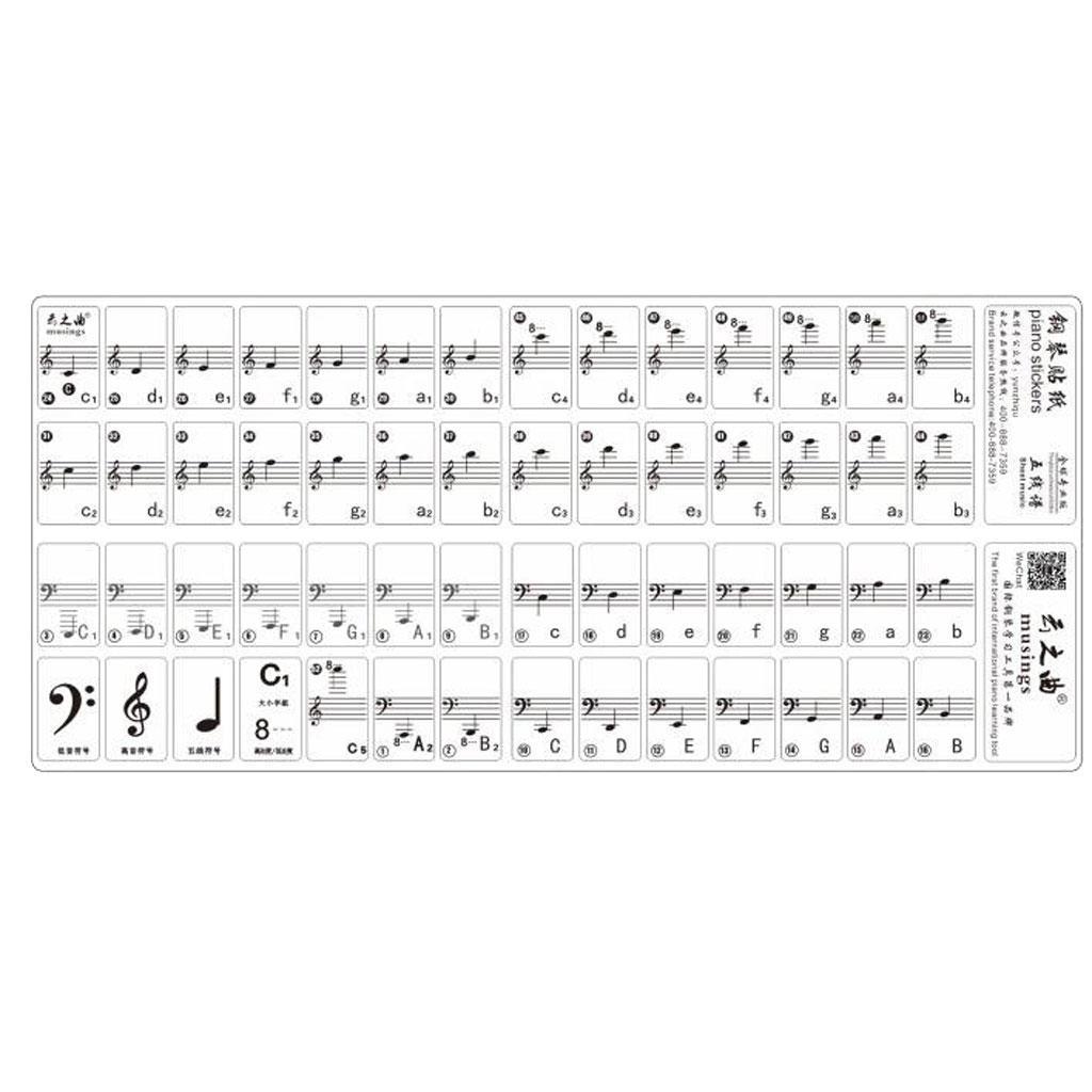 Transparent 49 61 Key Electronic Keyboard 88 Key Piano Stave Note Sticker