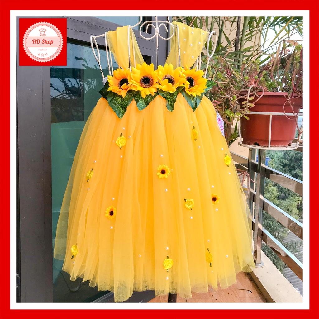 Váy bé gái vàng hoa hướng dương
