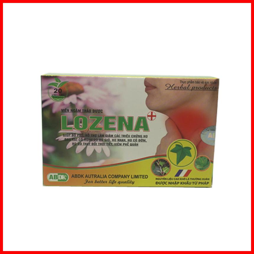 Viên ngậm ho thảo dược Lozena+ giảm đau rát họng, giảm kích ứng đường hô hấp chứa cao lá thường xuân, mật ong, húng chanh-Hộp 24 viên ngậm