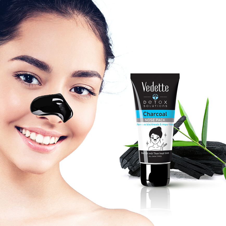 Gel lột mũi Vedette Pore care Detox Solutions Charcoal Nose Pack