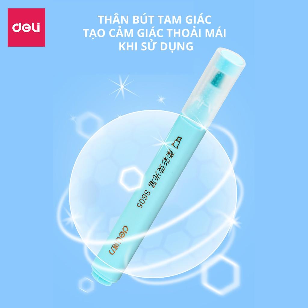 Bút highlight dấu dòng dạ quang màu Macaron Deli – 6 chiếc/ hộp- S605 .