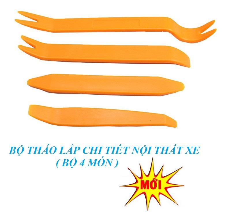 Bộ 4 dụng cụ tháo gỡ nội thất ô tô bằng nhựa Tặng 1 thanh ghi số điện thoại trên xe