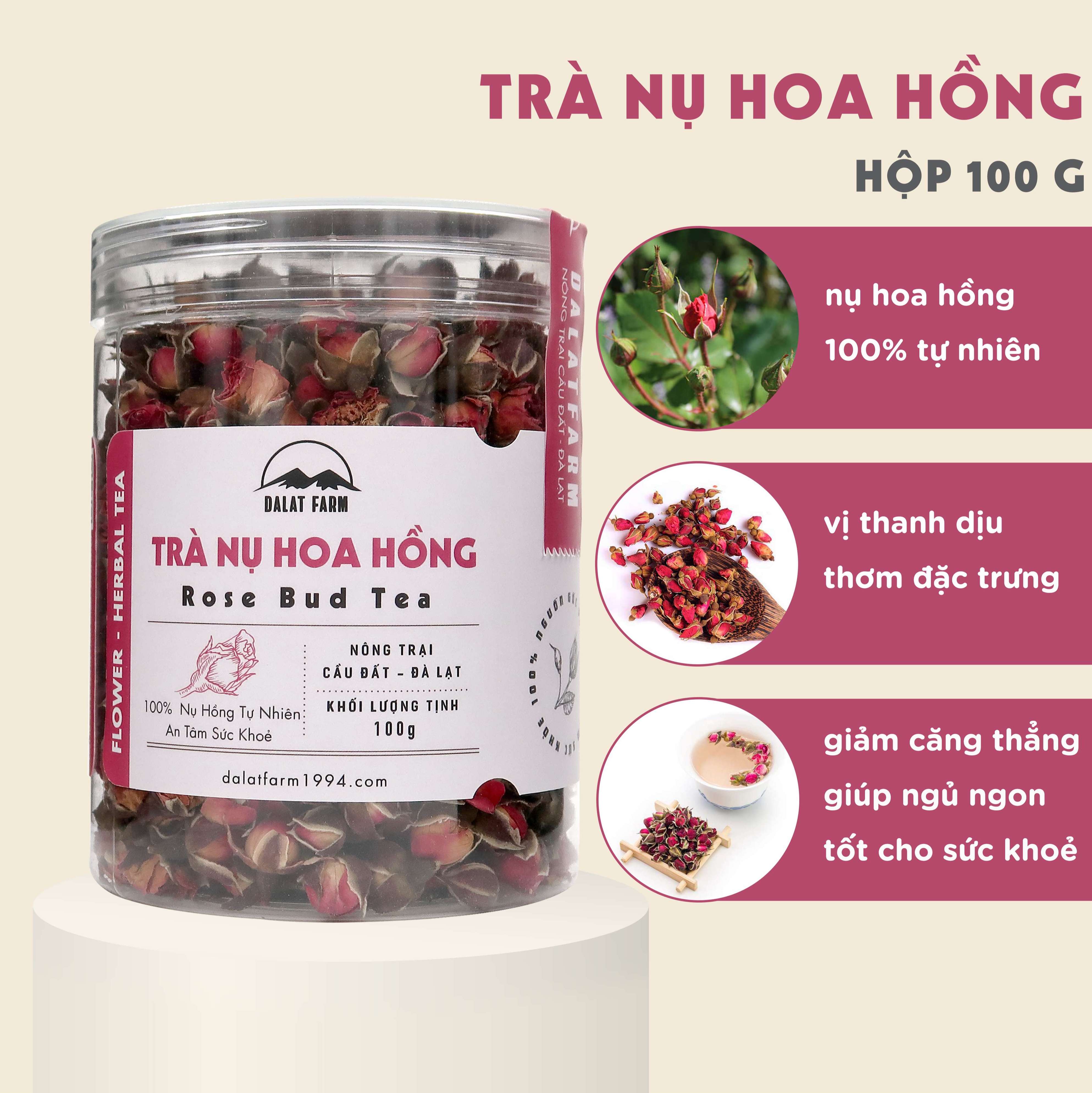 Trà Nụ Hoa Hồng DalatFarm - Hộp 100 g