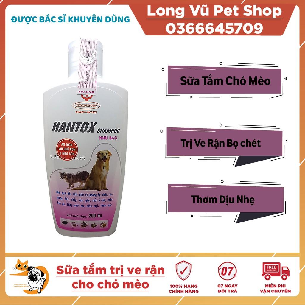 Sữa Tắm Trị Ve Rận Bọ Chét Cho Chó Mèo Hantox Shampoo Hồng 200ml - Long Vũ Pet Shop