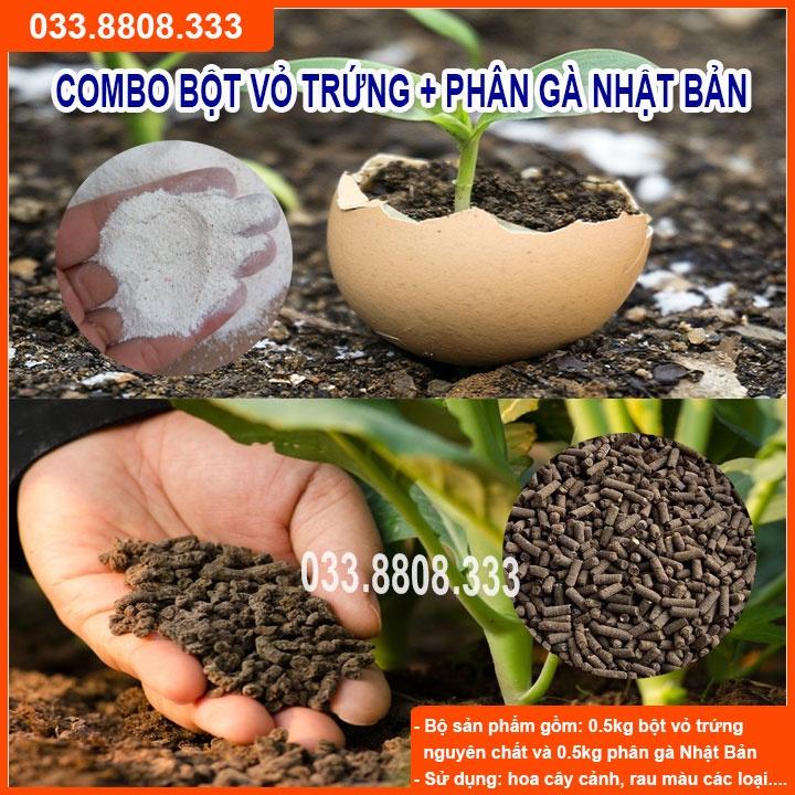 Combo 500gram Phân Gà Nhật & 500gram Bột Vỏ Trứng Gà Đã Qua Xử Lý Giúp Cải Tạo Đất