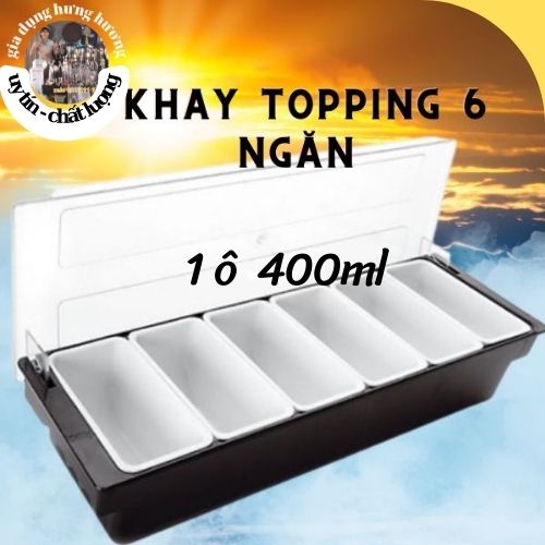 khay topping 6 ngăn nhựa đúc liền nguyên khối