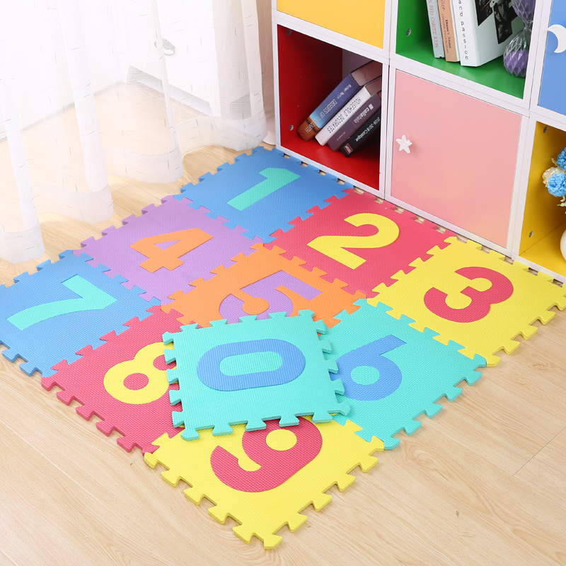 Bộ 10 Thảm xốp EVA lót sàn in hình chữ số , size lớn, chống trơn trượt an toàn cho bé, màu ngẫu nhiên