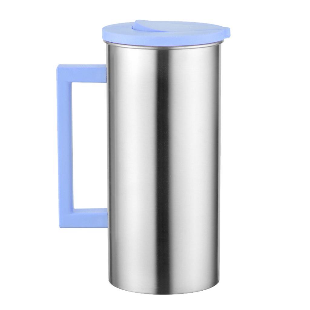 2 Pcs Stainless 0.5 Gallon Water Pitcher Blue Juice Ice Tea Jug Cafe Serving