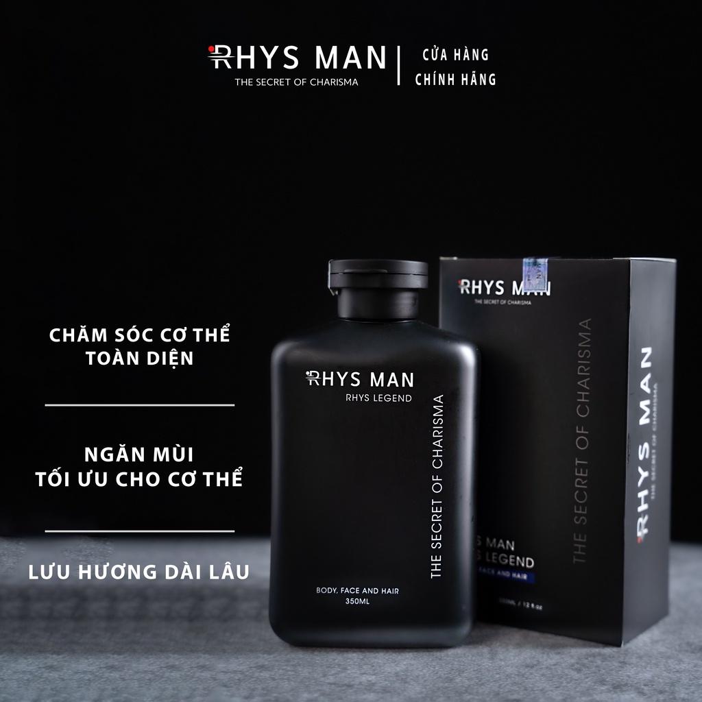 Combo 2 sữa tắm gội nam RHYS MAN 3 in 1 Rhys Legend hương nước hoa 350ml/chai - Hàng chính hãng